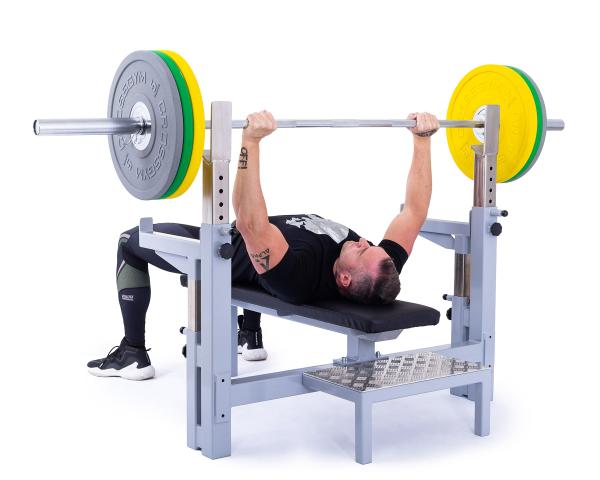 Posilňovacie lavice bench press FITHAM Benchpress s výsuvnými stojany bench s modelem