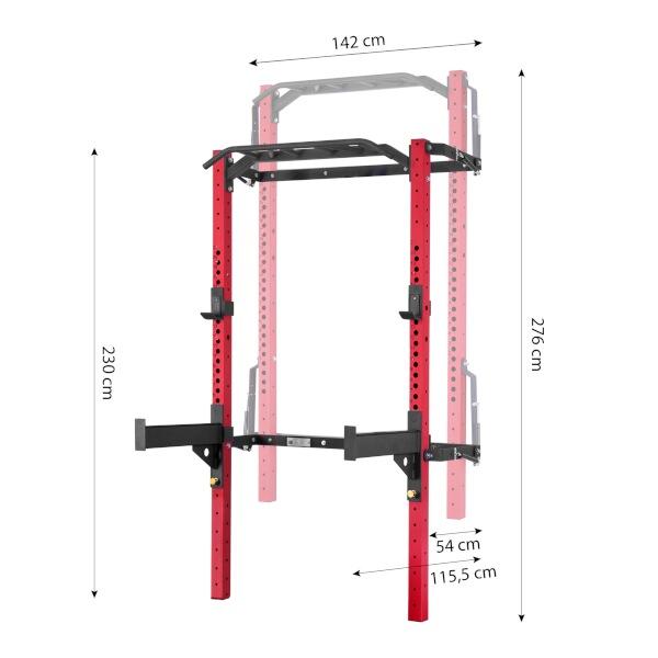 Stojan na činku Skládací posilovací klec - Power Rack HMS KLT23 červená