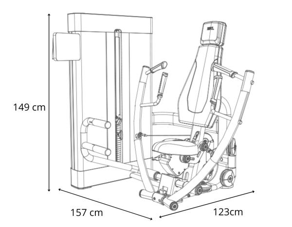 Posilňovací stroj BH FITNESS Movemia M070 rozměry