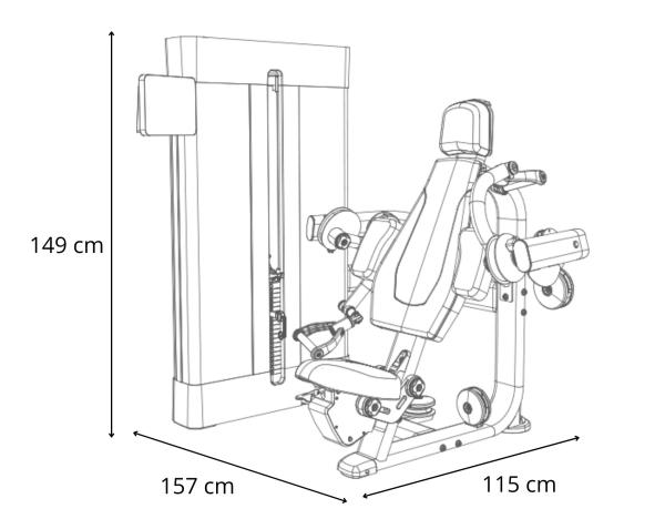 Posilňovací stroj BH FITNESS Movemia M130 rozměry