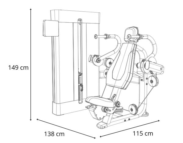 Posilňovací stroj BH FITNESS Movemia M160 rozměry