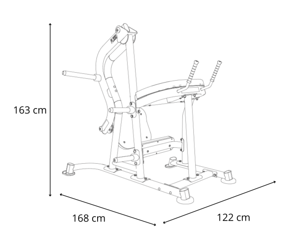 Posilovací stroj BH FITNESS PL330B vykopávání na hýždě rozměry