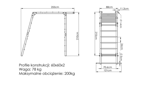 Kovové ribstole Rozměry MARBO MO-016