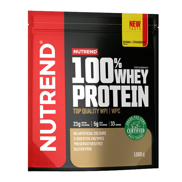 NUTREND 100 Whey Protein NEW TASTE 1000 g banán jahoda