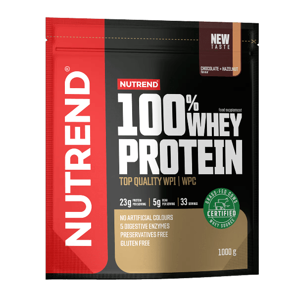 NUTREND 100 Whey Protein NEW TASTE 1000 g čokoláda lískový ořech