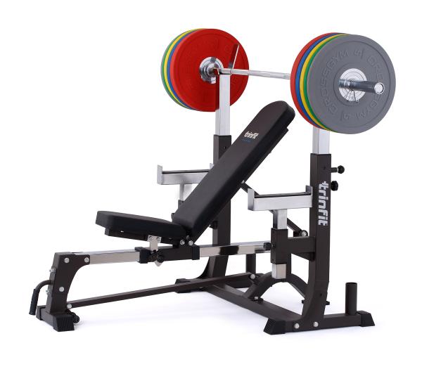 Posilňovacie lavice bench press TRINFIT F7 Pro z úhlu s osou