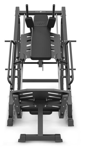 Posilňovací stroj na činky MARBO MS-U106 2.0 legpress + hack squat čelně