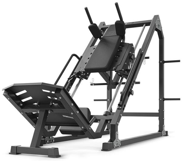 Posilňovací stroj na činky MARBO MS-U106 2.0 legpress + hack squat z úhlu 2