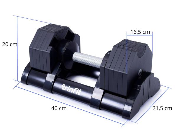 Činky jednoručky TRINFIT OctaBlock 2-20 kg černé rozměry