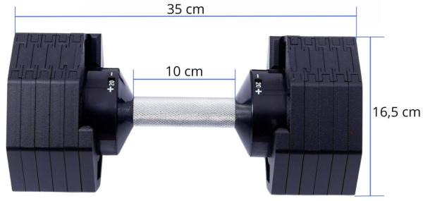 Činky jednoručky TRINFIT OctaBlock 2-20 kg černé rozměry činky