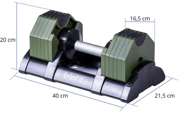 Činky jednoručky TRINFIT OctaBlock 2-20 kg zelené koty