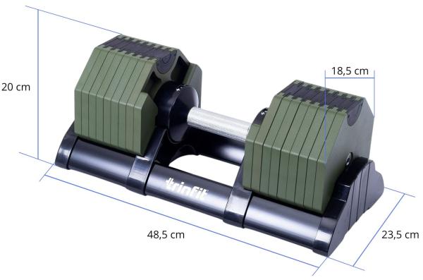 Činky jednoručky TRINFIT OctaBlock 2,5-40 kg zelené kóty