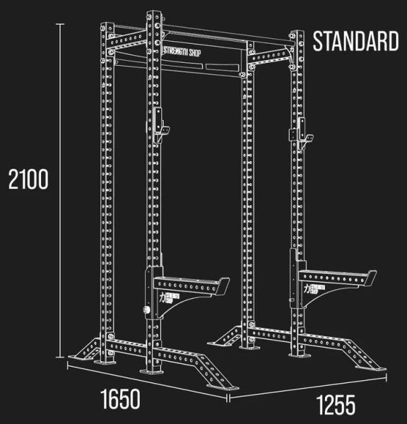 Stojan na činku Posilovací klec STRENGTHSYSTEM Original MRR Half Racks Standard nákres