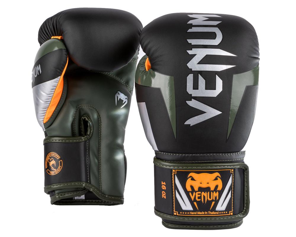 Elite Boxing Gloves černá-stříbrná-Khaki VENUM