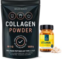 WoldoHealth® 100% Hovädzí collagén 1kg + Vitamín C 120 kapsúl - AKCIA